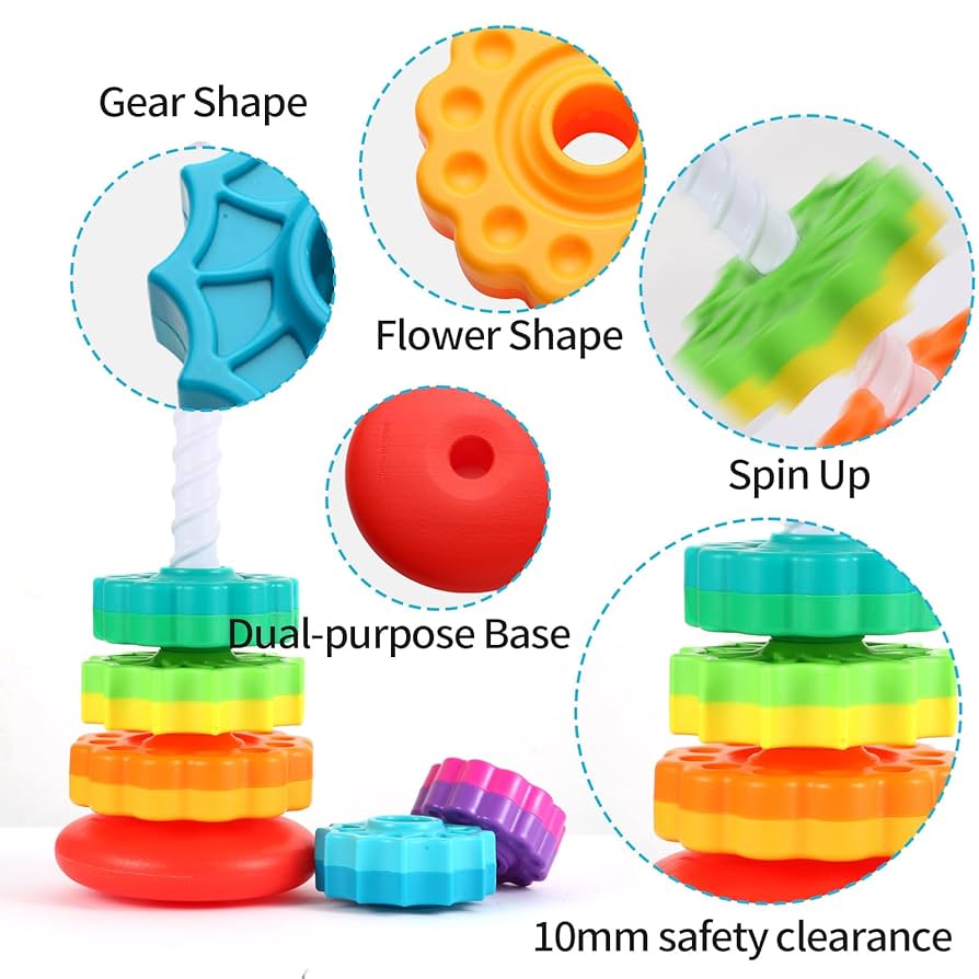 ラーニングリソース レインボー クレヨン Amazon.com: LMTNNB Spinning Stacking Toys - Rainbow Tower